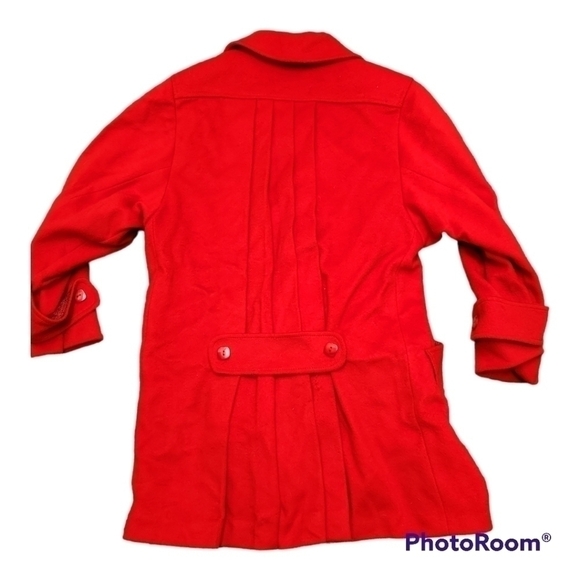 80s Oversized Pleated Red Wool Coat - Picture 2 of 15